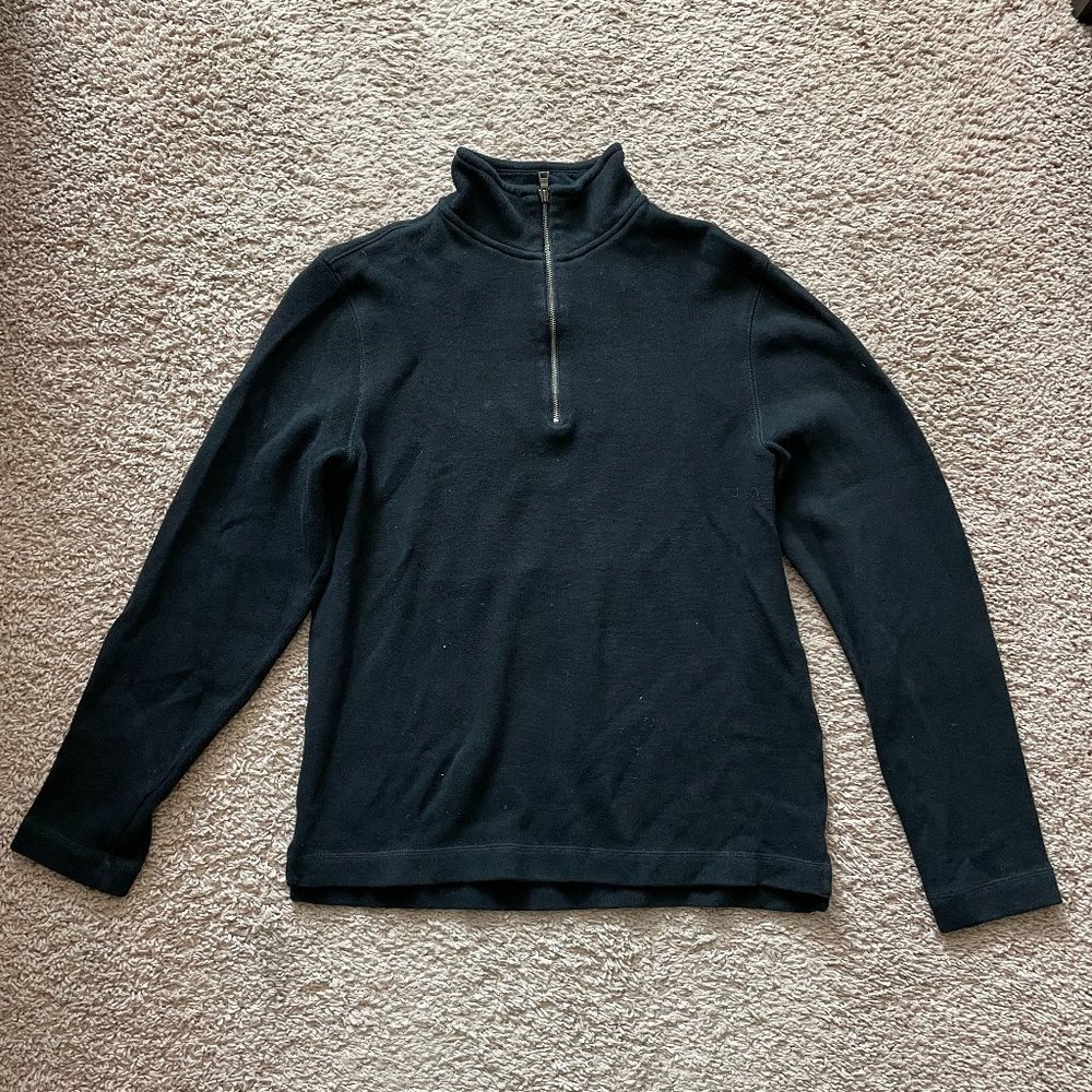 Banana Republic 1/4 Zip Mens Small Black Long Sleeve Pullover Sweater